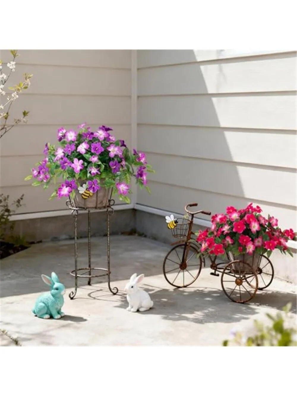 Artificial Hanging Azalea Flowers Faux Silk Plant Outdoor Porch Decor Set of 2